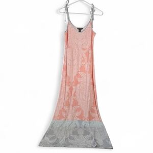 Tommy Bahama Color Block Paisley Print Shoulder Tie Maxi Dress S Jersey Knit